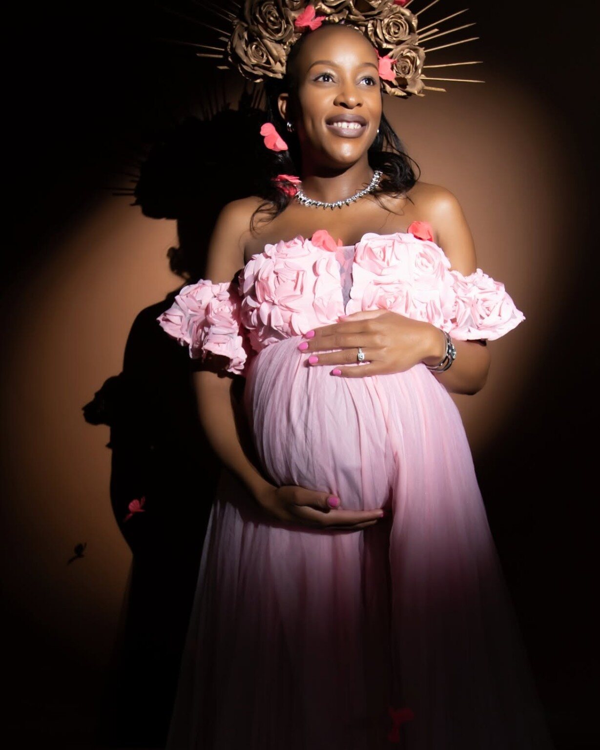 Elegant studio maternity portrait