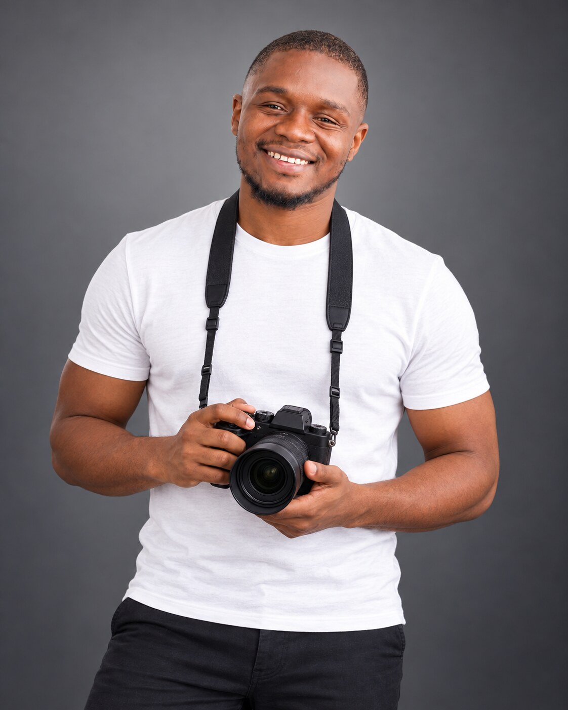 Sechaba Vibe holding a professional camera